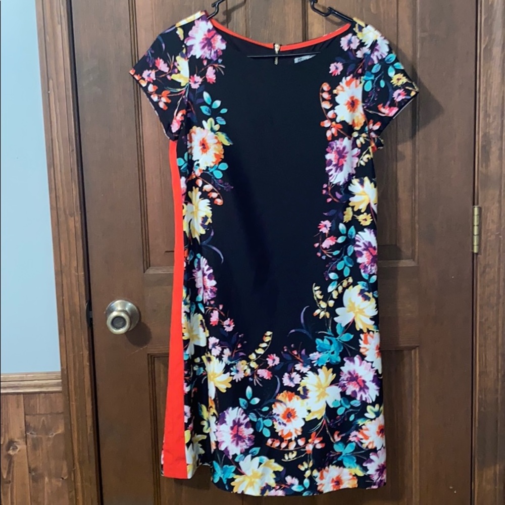 Eliza J Floral Dress with Orange sides